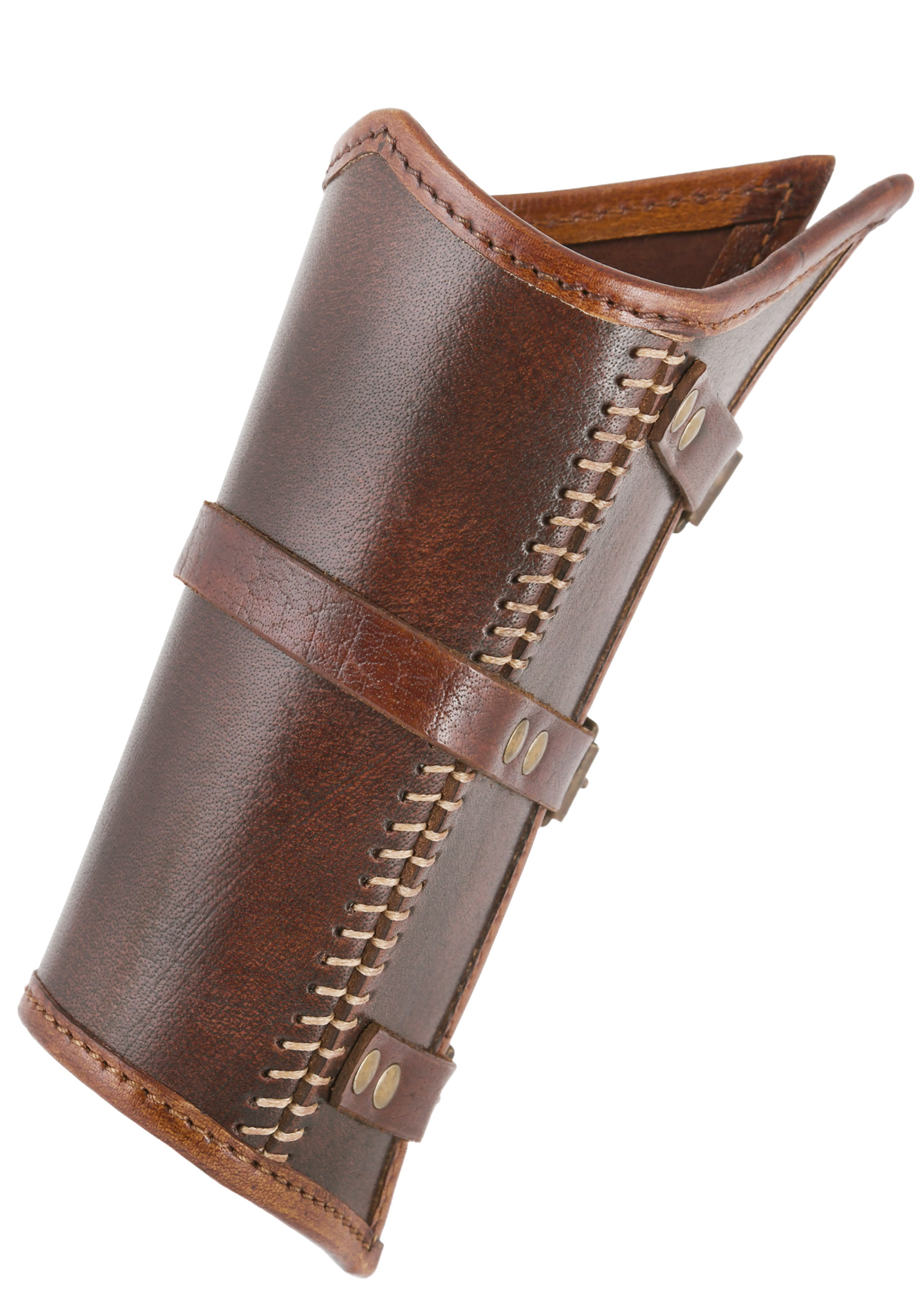 Leder Armschützer Arnulf mit Schnallen, braun, Paar