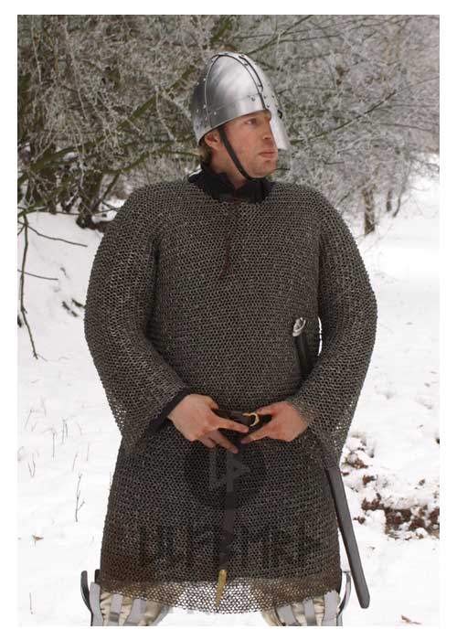 Kettenhemd Hauberk, 8 mm Flachring, vernietet und gestanzt