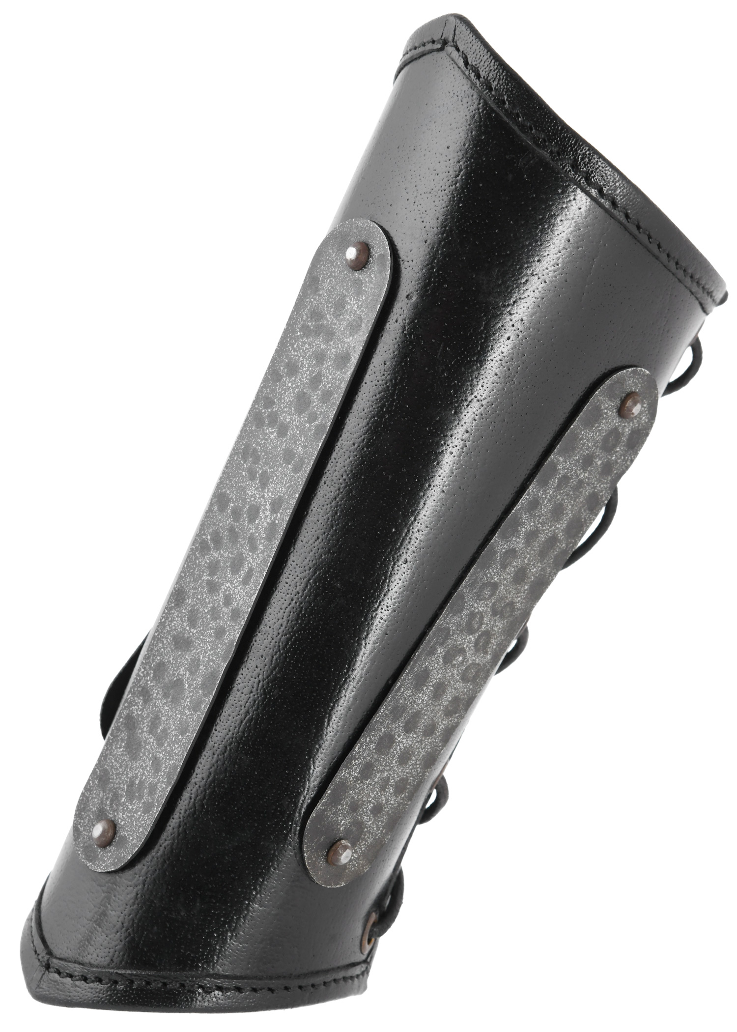 Leder Armschützer Balor mit Metalldetails, schwarz, Paar