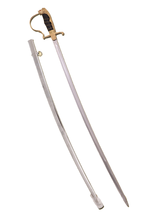 Deutscher Löwenkopfparadesäbel mit Stahlscheide