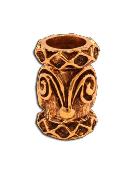 Bartperle und Lockenperle mit Spirale & Rauten aus Bronze