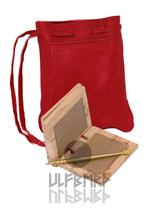 Holz-Wachsbuch mit Messing Stylus und Lederbeutel
