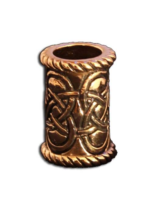 keltische Bartperle und Lockenperle aus Bronze, lang