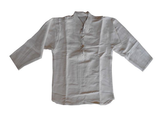Schweres Mittelalter-Hemd, schnürbar, handgewebt, natur