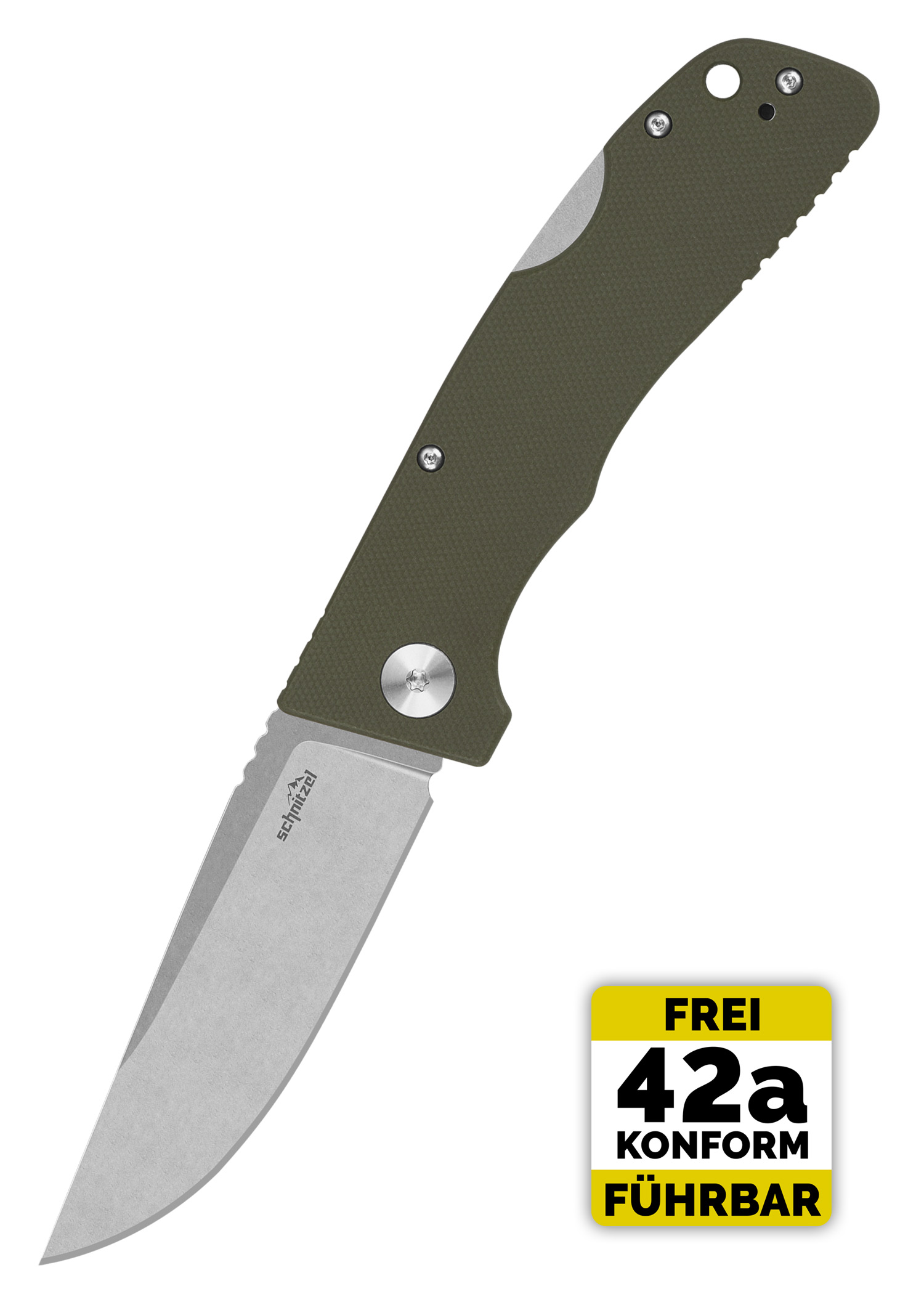 Schnitzel KVAR, Outdoor Taschenmesser, grün, stonewashed