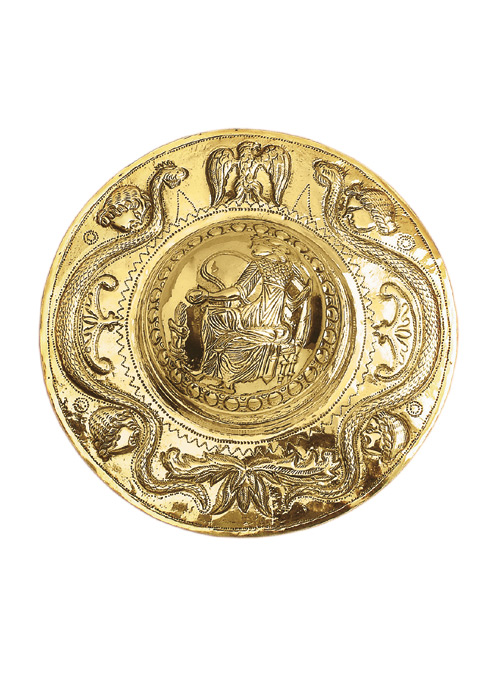 Handgetriebener römischer Schildbuckel, Messing