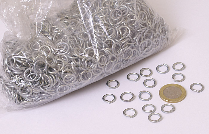 1kg Paket lose Kettenringe, unvernietet, ID8mm, verzinkt