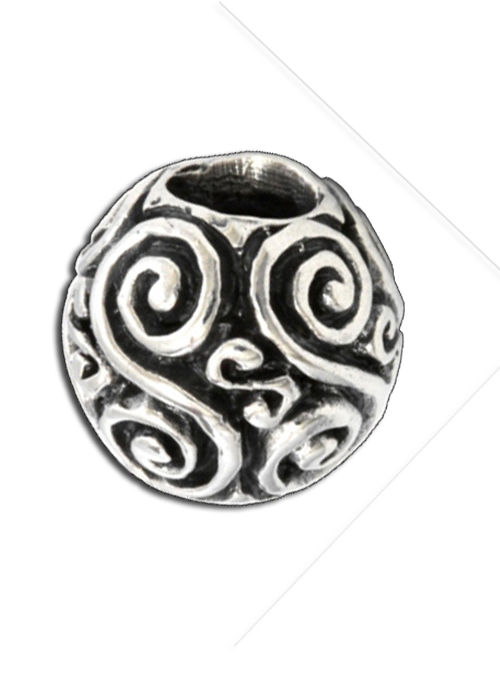 runde Bartperle und Lockenperle mit Doppelspiralen aus Silber