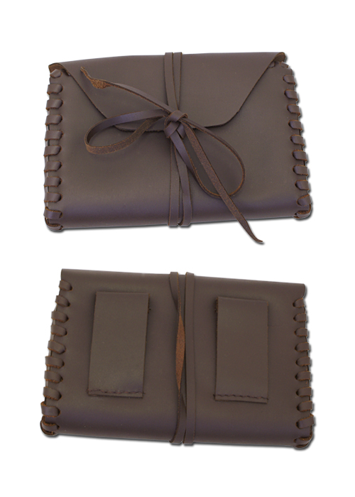 Gürteltasche, geschnürt, aus braunem Leder