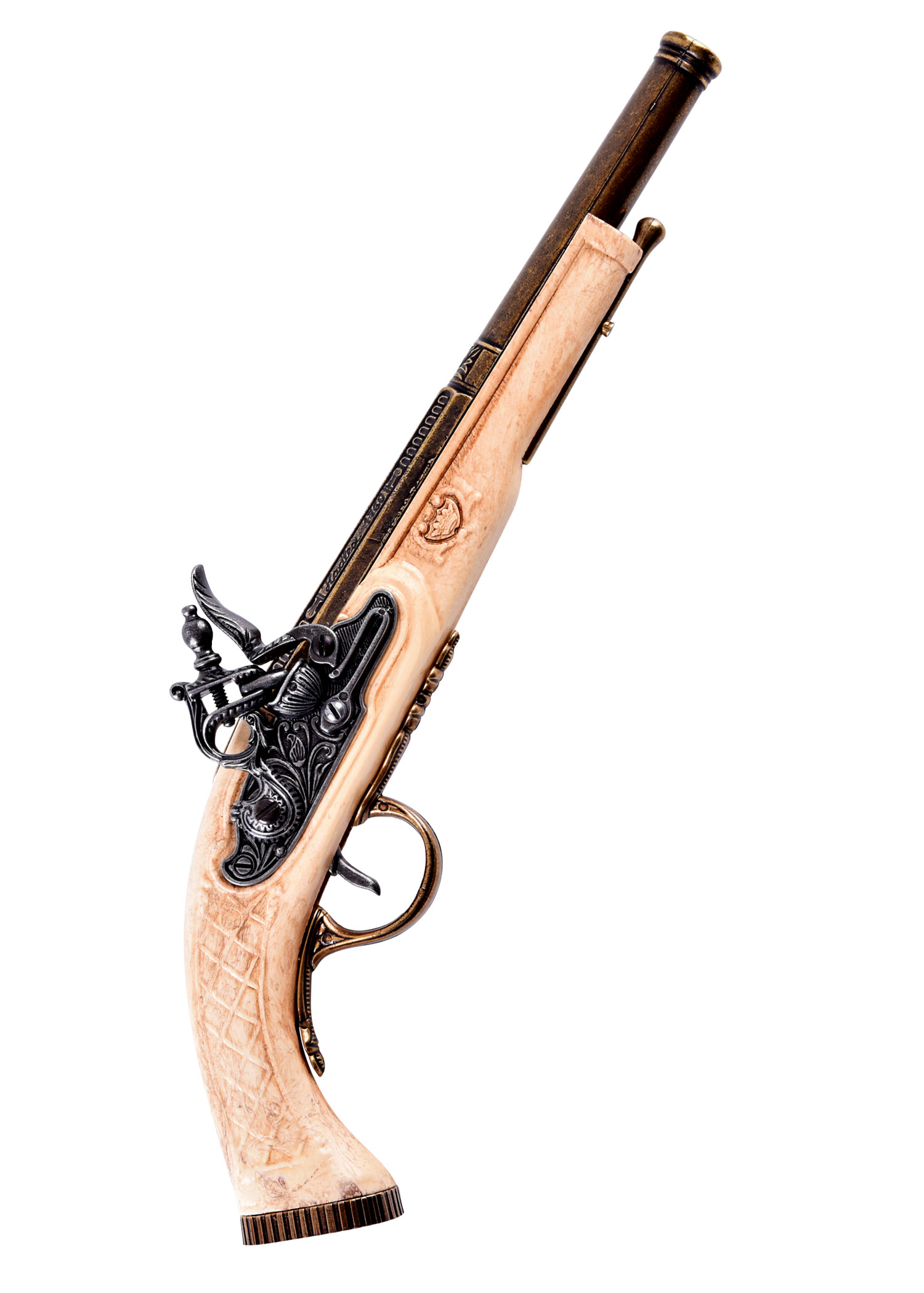 Englische Steinschloss-Pistole, Hadley 1760, Elfenbeinfarben, Replik