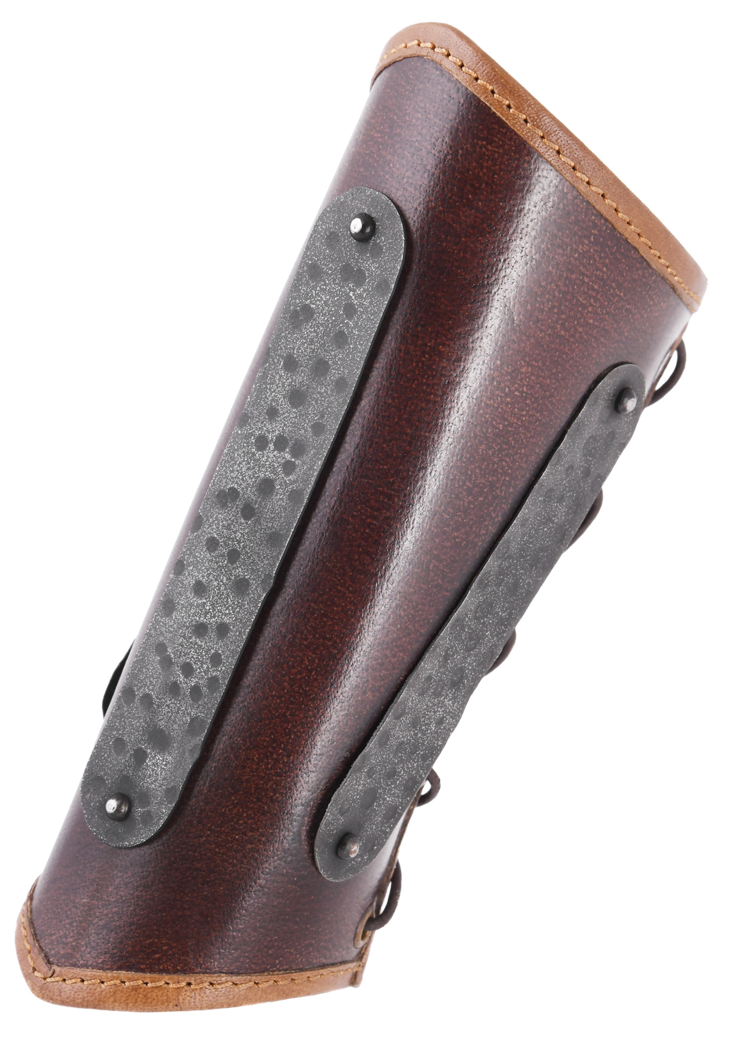 Leder Armschützer Arnulf mit Metalldetails, braun, Paar