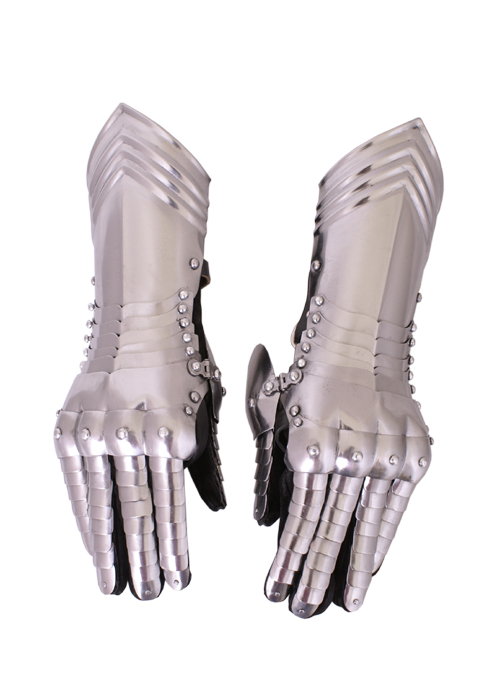 Plattenhandschuhe, blank, vernietet und vernäht