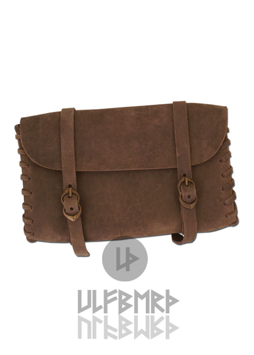 Ledertasche mit zwei Schnallen, mittelbraun