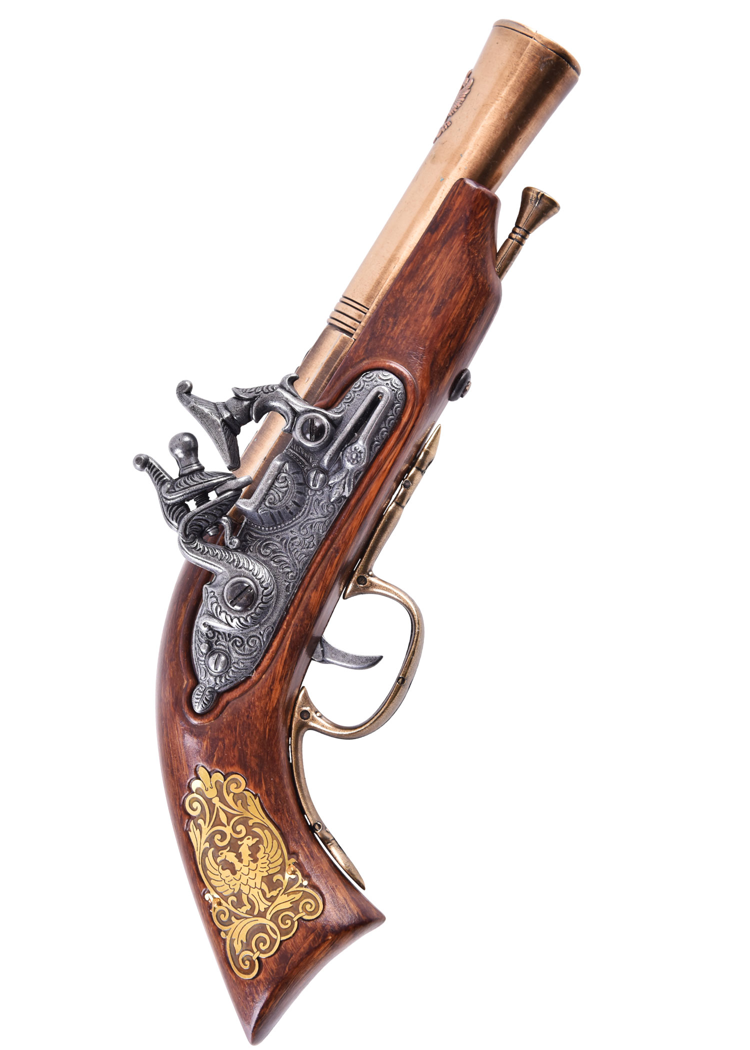 Deutsche Steinschloss-Pistole, 17. Jahrhundert, Messing, Replik