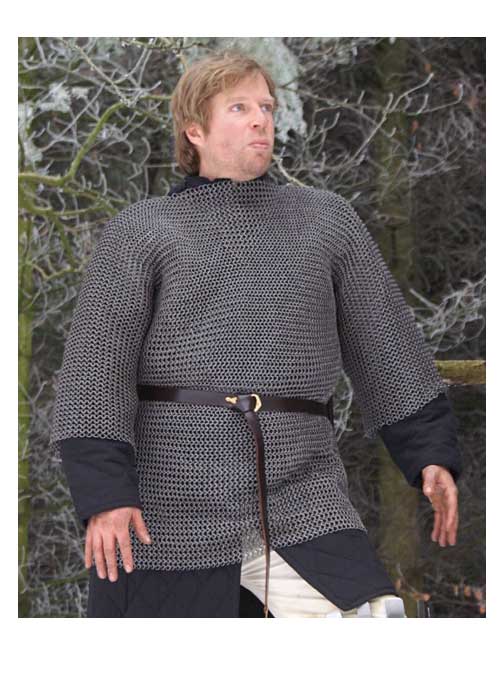 Kettenhemd Haubergeon, unvernietet, ID8mm, brüniert, Gr. L