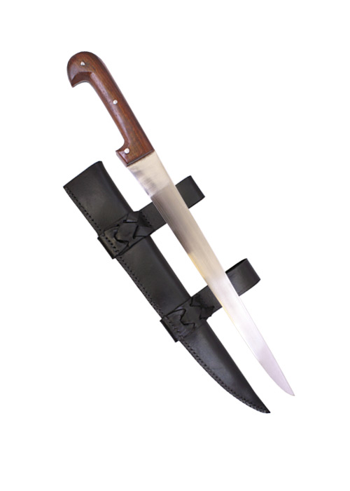 Einfaches Saxmesser mit Lederscheide lang